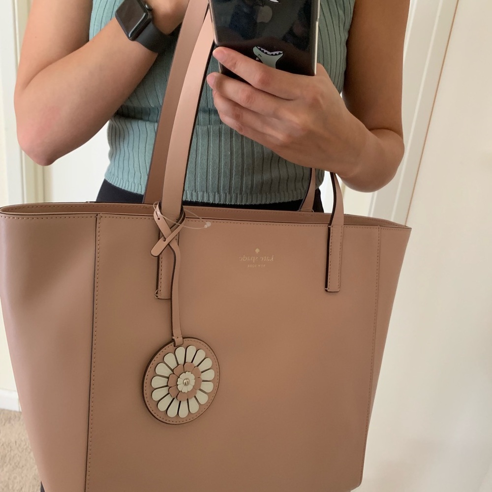 KATE SPADE MEDIUM TOTE ROSA ROSY CHEEKS SHOULDER - Picture 4 of 8